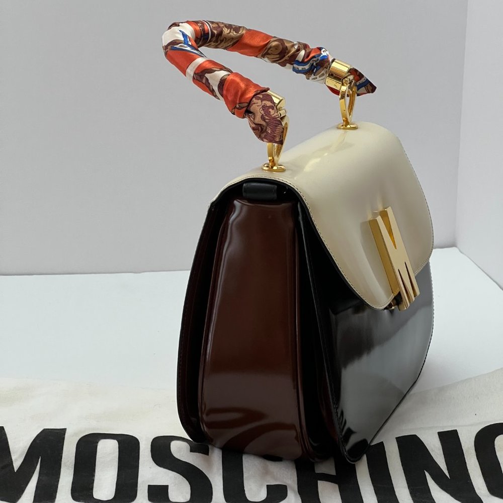 ❤️MOSCHINO❤️ Redwall Tricolor Polished Leather Bag Italy - Picture 5 of 16
